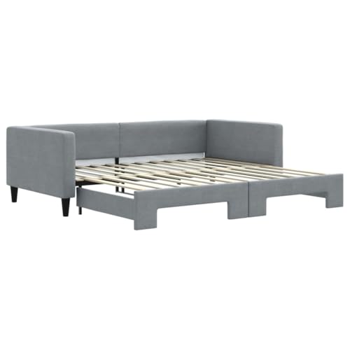 Eleganz Tagesbett ausziehbar 100x200 cm hellgrau Stoff – Platzsparendes Gästebett für kleine Räume, hoher Komfort & einfache Montage von Eleganz