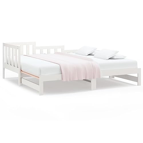 Eleganz Tagesbett ausziehbar Weiß 2X 80x200 cm Massivholz Kiefer – Kinderbett & Gästebett mit stabilem Kiefernholz, Platzsparend & Langlebig für kleine Räume Eleganz Tagesbett ausziehbar Weiß 2X 80x200 cm Massivholz Kiefer – Kinderbett & Gästebett mit stabilem Kiefernholz, Platzsparend & Langlebig für kleine Räume von Eleganz