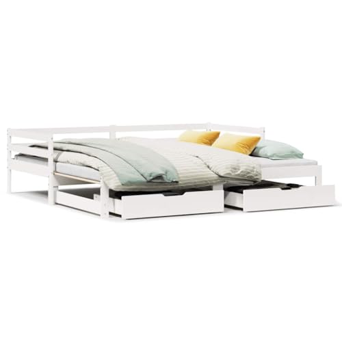Eleganz Tagesbett ausziehbar mit Schubladen - 90x190cm weiß - Platzsparendes Bett mit Stauraum für kleine Räume - Ohne Matratze - Modernes Design für Gastzimmer & Kinderzimmer Eleganz Tagesbett ausziehbar mit Schubladen - 90x190cm weiß - Platzsparendes Bett mit Stauraum für kleine Räume - Ohne Matratze - Modernes Design für Gastzimmer & Kinderzimmer von Eleganz