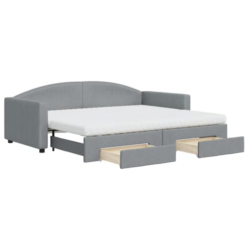 Eleganz Tagesbett ausziehbar mit Schubladen 90x200 cm hellgrau Stoff – Platzsparendes Gästebett für kleine Räume, praktische Schubladen für Stauraum, bequem & langlebig Eleganz Tagesbett ausziehbar mit Schubladen 90x200 cm hellgrau Stoff – Platzsparendes Gästebett für kleine Räume, praktische Schubladen für Stauraum, bequem & langlebig von Eleganz