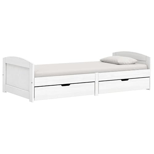 Eleganz Tagesbett mit 2 Schubladen iRun Weiß 90x200cm aus Massivholz Kiefer - Platzsparendes Bett mit Stauraum für Kinder- und Gästezimmer Eleganz Tagesbett mit 2 Schubladen iRun Weiß 90x200cm aus Massivholz Kiefer - Platzsparendes Bett mit Stauraum für Kinder- und Gästezimmer von Eleganz