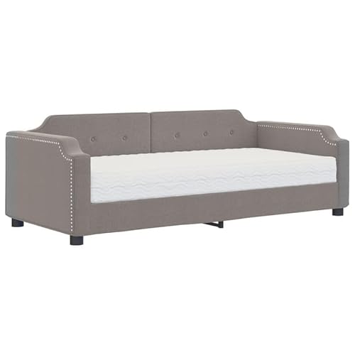 Eleganz Tagesbett mit Matratze 100x200 cm Taupe Stoff – Bequemes Schlafsofa für Wohnzimmer oder Gastzimmer, langlebig & einfach zu reinigen von Eleganz