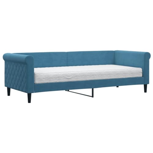 Eleganz Tagesbett mit Matratze 80x200 cm Blau Samt - Bequemes Schlafsofa für Gastzimmer & Wohnbereich, Platzsparend & Langlebig Eleganz Tagesbett mit Matratze 80x200 cm Blau Samt - Bequemes Schlafsofa für Gastzimmer & Wohnbereich, Platzsparend & Langlebig von Eleganz