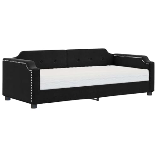 Eleganz Tagesbett mit Matratze 80x200 cm Schwarz Stoff – Modernes Schlafsofa für Gastzimmer & Wohnbereich, Platzsparend & Bequem Eleganz Tagesbett mit Matratze 80x200 cm Schwarz Stoff – Modernes Schlafsofa für Gastzimmer & Wohnbereich, Platzsparend & Bequem von Eleganz
