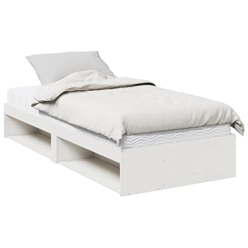 Eleganz Tagesbett mit Matratze 90x190 cm Weiß aus Massivholz Kiefer – Langlebiges Kinderbett oder Gästebett für kleine Räume | Natürliche und Stabile Schlafmöbel von Eleganz
