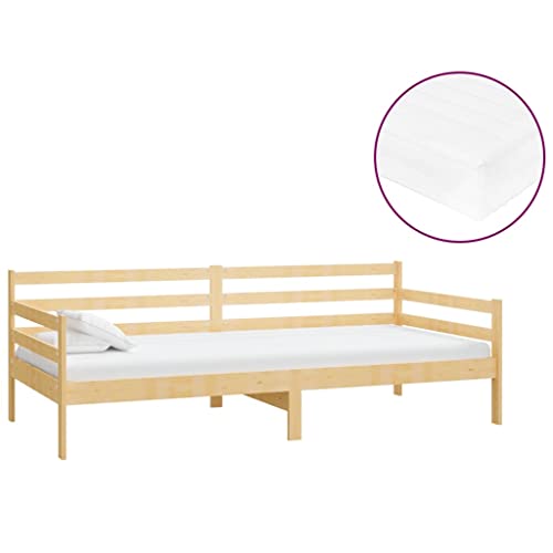 Eleganz Tagesbett mit Matratze 90x200 cm aus Kiefer Massivholz – Kinderbett & Gästebett – Langlebig & Natürlich – Platzsparend für kleine Räume von Eleganz
