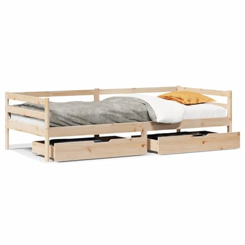 Eleganz Tagesbett mit Schubladen 80x200 cm aus Massivholz Kiefer - Kinderbett & Gästebett mit Stauraum - Langlebig & Natürlich für kleine Räume von Eleganz