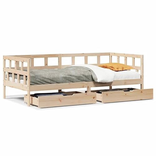 Eleganz Tagesbett mit Schubladen 90x190 cm aus Massivholz Kiefer - Platzsparendes Bett mit Stauraum für kleine Räume, Langlebig & Natürlich von Eleganz