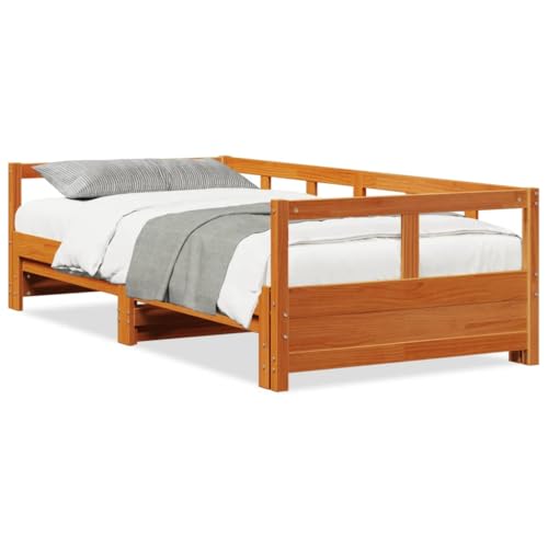 Eleganz Tagesbett ohne Matratze 80x200 cm aus Massivholz Kiefer - Kinderbett oder Gästebett in wachsbraun, langlebig & stabil für kleine Räume von Eleganz