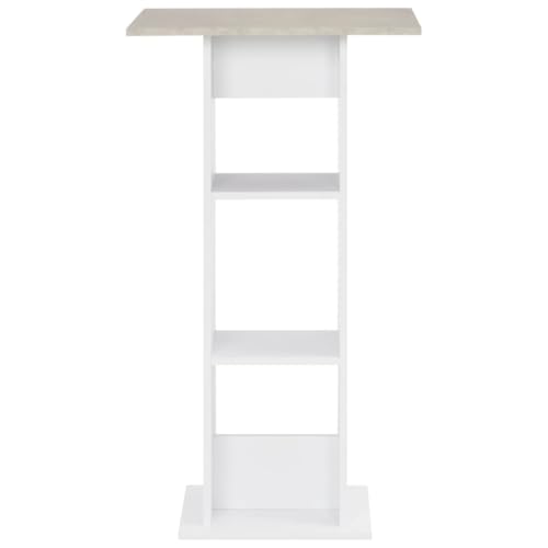 Eleganz Tisch Bartisch Weiß und Beton 60x60x110 cm aus Holzwerkstoff – Moderner Side- oder Couchtisch für Wohnzimmer, Balkon oder Terrasse – Stilvoll & langlebig von Eleganz