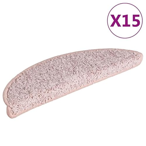 Eleganz Treppenmatten 15 STK. Hellrosa 56x17x3 cm - 100% PP-Tufting, rutschfest & langlebig, ideal für Treppen & Eingangsbereiche, pflegeleicht & strapazierfähig von Eleganz