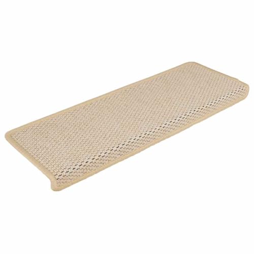 Eleganz Treppenmatten selbstklebend 15 STK. - Sisal-Optik Creme 65x21x4cm - rutschfeste Stufenmatten für Treppenhaus & Eingangsbereich - Leicht zu reinigen & langlebig von Eleganz