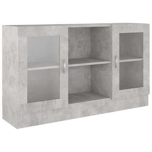 Eleganz Vitrinenschrank Betongrau 120x30,5x70 cm aus Holzwerkstoff & Glas - Moderner Wohnzimmerschrank für stilvolle Aufbewahrung - Langlebig und platzsparend Eleganz Vitrinenschrank Betongrau 120x30,5x70 cm aus Holzwerkstoff & Glas - Moderner Wohnzimmerschrank für stilvolle Aufbewahrung - Langlebig und platzsparend von Eleganz