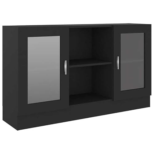 Eleganz Vitrinenschrank Schwarz 120x30,5x70 cm aus Holzwerkstoff mit Glas - Moderner Wohnzimmerschrank für stilvolle Präsentation Ihrer Dekoration von Eleganz