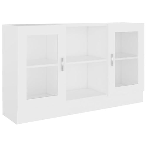 Eleganz Vitrinenschrank Weiß 120x30,5x70 cm aus Holzwerkstoff mit Glas - Modernes Wohnzimmermöbel-Set für stilvolle Präsentation - Platzsparend & langlebig von Eleganz