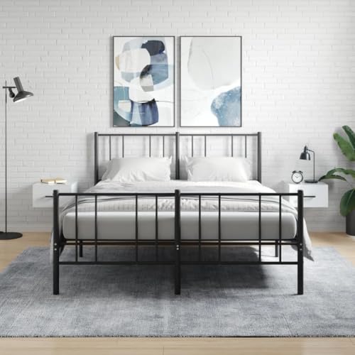 Eleganz Wand-Nachttisch Set 2 Stück - Hochglanz Weiß 35x35x20 cm - Platzsparende Schlafzimmer Kommode für kleine Räume - Modernes Wohnzimmermöbel-Set von Eleganz