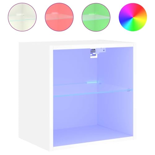 Eleganz Wand-Nachttisch mit -Leuchten Weiß - Moderner Holzwerkstoff & Glas - Platzsparend & Stimmungsvoll - Perfekt für Schlafzimmer & Wohnzimmer von Eleganz