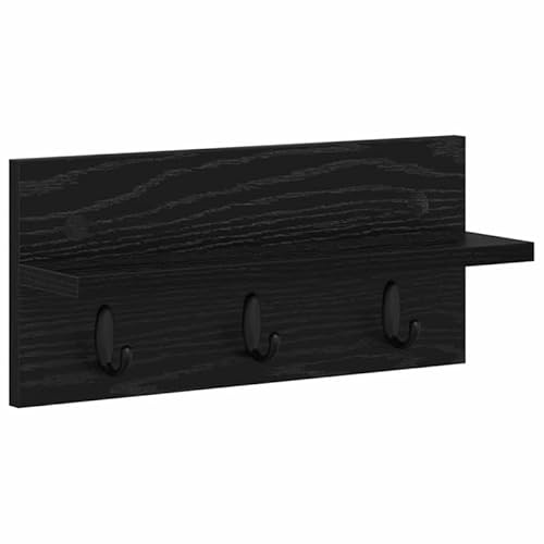 Eleganz Wandregal aus Holzwerkstoff - Kleiderständer in schwarzer Eiche 40 x 10,5 x 18 cm - Platzsparend & Stilvoll für Flur, Schlafzimmer oder Badezimmer von Eleganz
