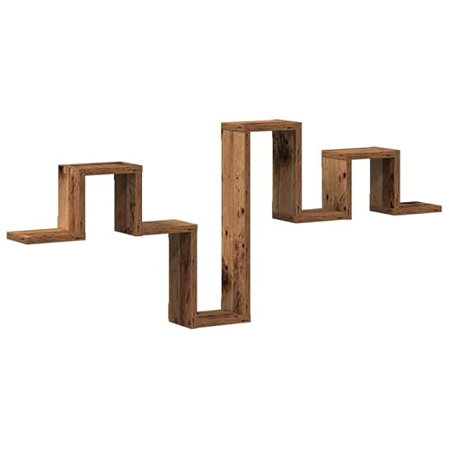 Eleganz Wandregal aus Massivholz Altholz 104,5x10x43 cm - Rustikales Regal für Wohnzimmer, Küche oder Büro - Langlebig & Nachhaltig - Platzsparende Aufbewahrung von Eleganz
