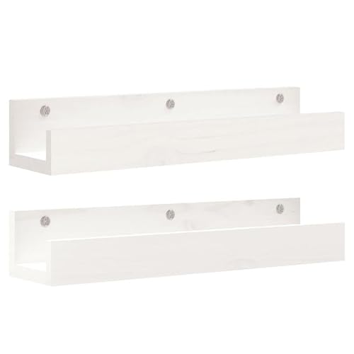 Eleganz Wandregale 2 Stück aus massivem Kiefernholz (50x12x9 cm) - Stabile und langlebige Regale für Küche, Bad oder Wohnzimmer - Weiße Wandregale für mehr Stauraum von Eleganz