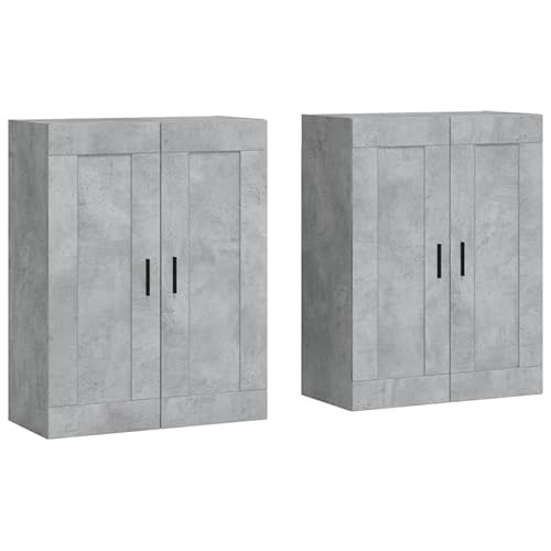 Eleganz Wandschränke 2 STK. Betongrau aus Holzwerkstoff - Modernes Wohnzimmermöbel-Set, Platzsparend & Stabil für kleine Räume - Stilvolle Aufbewahrung von Eleganz