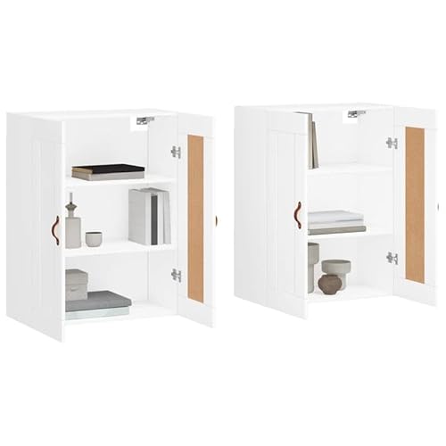Eleganz Wandschränke 2 STK. Weiß - Modernes Wohnzimmermöbel-Set aus Holzwerkstoff & Kunstleder - Platzsparend & Langlebig für Kleine Räume von Eleganz