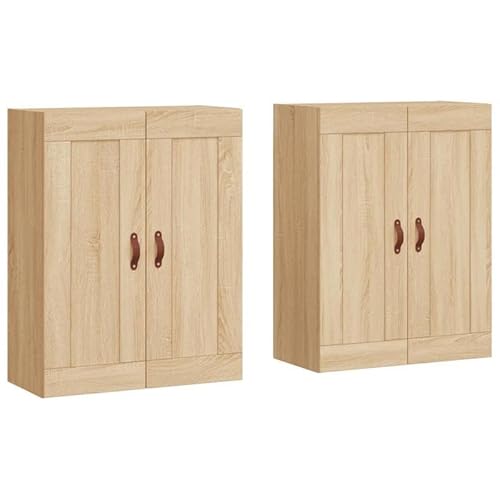 Eleganz Wandschränke 2 STK. aus Sonoma-Eiche Holzwerkstoff & Kunstleder - Modernes Wohnzimmermöbel-Set für kleine Räume, langlebig und platzsparend von Eleganz