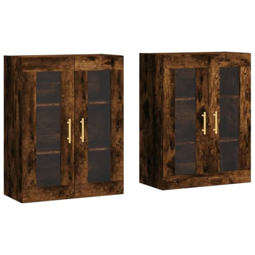 Eleganz Wandschränke 2 Stück Räuchereiche Holzwerkstoff - Wohnzimmermöbel Set für Moderne Einrichtung | Stilvoll & platzsparend | Langlebige Qualität von Eleganz