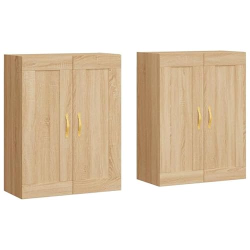Eleganz Wandschränke 2 Stück Sonoma-Eiche Holzwerkstoff - Wohnzimmermöbel-Set mit Eisenrahmen, platzsparend & langlebig für Moderne Einrichtung von Eleganz