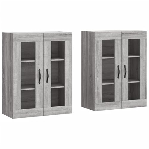 Eleganz Wandschränke Set 2 STK. Grau Sonoma - Modernes Wohnzimmermöbel aus Holzwerkstoff & Metall - Platzsparend & Stilvoll für kleine Räume Eleganz Wandschränke Set 2 STK. Grau Sonoma - Modernes Wohnzimmermöbel aus Holzwerkstoff & Metall - Platzsparend & Stilvoll für kleine Räume von Eleganz