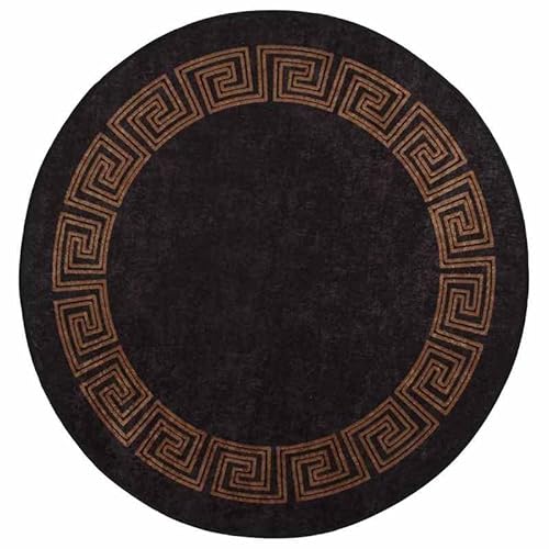 Eleganz Waschbarer Teppich 120 cm Rund - Rutschfester Premium Teppich aus 100% Polyester - Modernes Design in Schwarz & Gold für Wohnzimmer, Schlafzimmer Eleganz Waschbarer Teppich 120 cm Rund - Rutschfester Premium Teppich aus 100% Polyester - Modernes Design in Schwarz & Gold für Wohnzimmer, Schlafzimmer von Eleganz