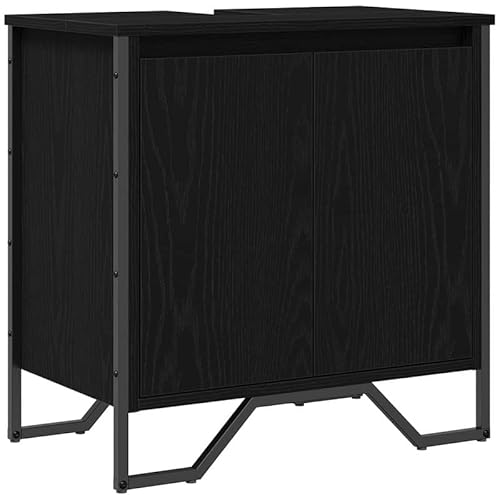 Eleganz Waschbecken-Schrank aus Holz MDF - Moderne Badezimmer-Kommode in schwarzer Eiche (60x35x60 cm) - Stauraum-Lösung für Handtücher & Pflegeprodukte von Eleganz