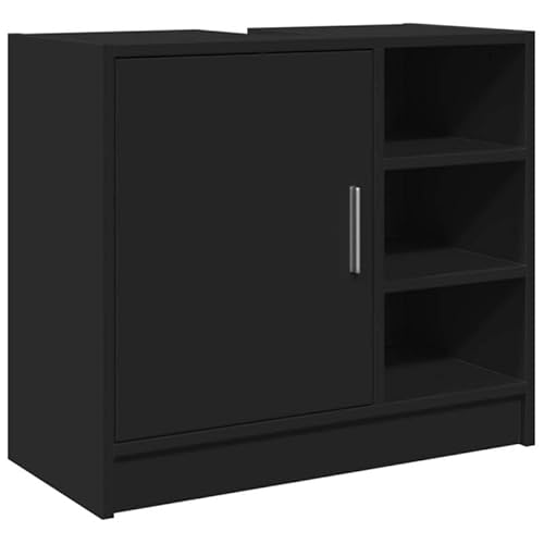 Eleganz Waschbeckenunterschrank Schwarz 63x29x55 cm aus Holzwerkstoff - Badezimmermöbel-Set mit hoher Stabilität und stylischem Design, perfekt für Moderne Gäste-WCs und kleine Badezimmer von Eleganz
