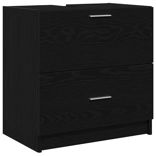 Eleganz Waschbeckenunterschrank aus synthetischer Spanplatte - 59x37x59 cm - Modern & Stabil - Für Bad & Gäste-WC - Stilvoll in Schwarz Eiche Eleganz Waschbeckenunterschrank aus synthetischer Spanplatte - 59x37x59 cm - Modern & Stabil - Für Bad & Gäste-WC - Stilvoll in Schwarz Eiche von Eleganz