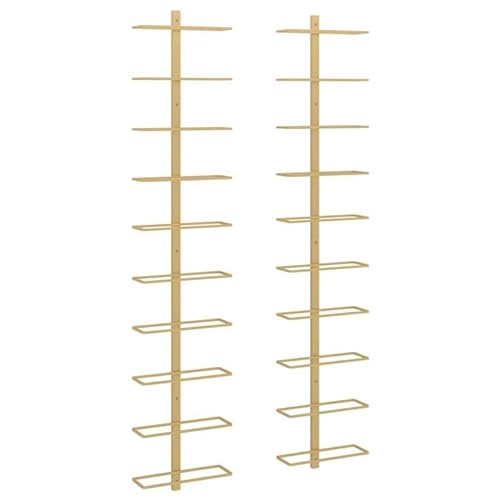 Eleganz Weinregal Wandhalterung für 10 Flaschen (2 STK.) - Goldenes Metall Regal für Küche, Wohnzimmer oder Keller - Stabile & Platzsparende Lagerung von Eleganz