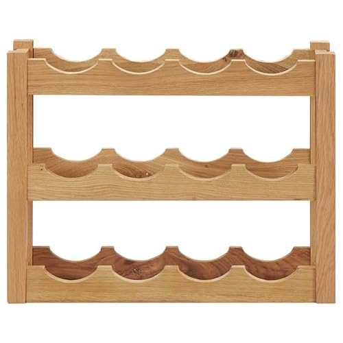Eleganz Weinregal für 12 Flaschen aus massivem Eichenholz - Natürliches Finish - Stabiles Weinkellerei Regal für Keller, Wohnzimmer oder Küche von Eleganz