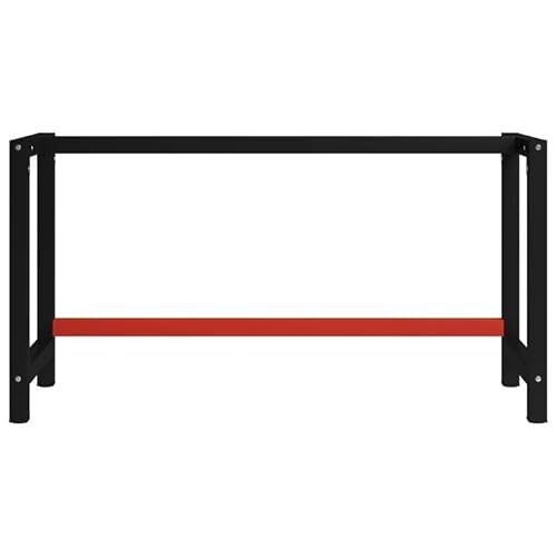 Eleganz Werkbankgestell Metall 150x57x79 cm - Stabiles Tischzubehör mit Pulverbeschichtung in Schwarz und Rot - Ideal für Werkstatt und Garage - Robust & Langlebig von Eleganz