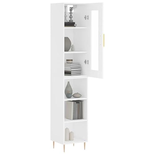 Eleganz Wohnzimmerschrank Weiß Highboard aus Holzwerkstoff mit Glas und Eisen - Modernes Möbelstück für Wohnzimmer, Schlafzimmer oder Flur - Stauraumlösung mit stilvollem Design Eleganz Wohnzimmerschrank Weiß Highboard aus Holzwerkstoff mit Glas und Eisen - Modernes Möbelstück für Wohnzimmer, Schlafzimmer oder Flur - Stauraumlösung mit stilvollem Design von Eleganz