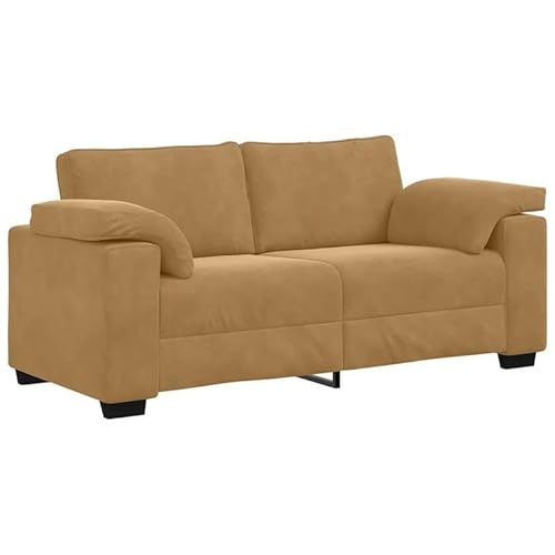 Eleganz Zweisitzer-Sofa Braun 140 cm Samt – Modernes Sofa mit Sperrholz-, Stahl- und Kunststoffrahmen für Wohnzimmer und kleine Räume | Langlebig und bequem von Eleganz