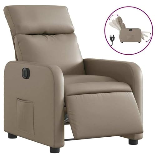 Elektrischer Relaxsessel in Cappuccino-Braun mit Kunstleder – Moderner Sessel mit Massagefunktion für Wohnzimmer und Büro – Bequem und langlebig von Eleganz