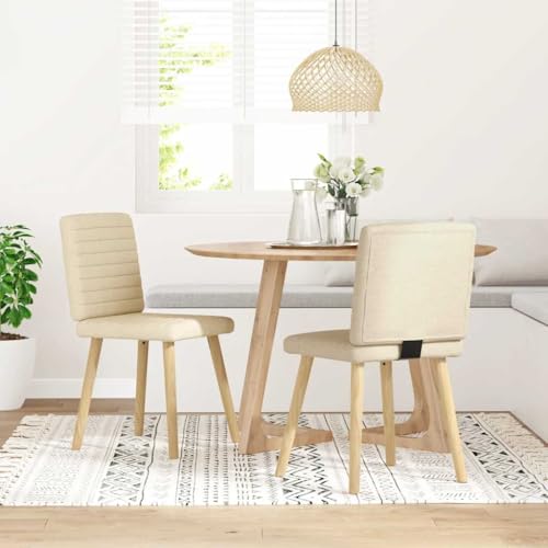 Esszimmerstühle 2er Set Creme Stoff - Bequeme & Stilvolle Küchenstühle für Wohnzimmer & Essbereich - Langlebig & Einfach zu Reinigen von Eleganz