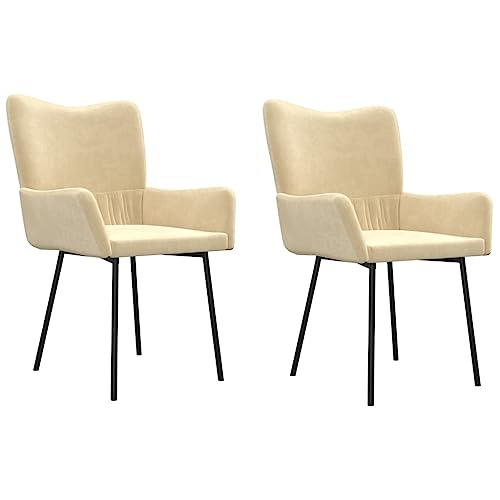 Esszimmerstühle 2er Set - Samtstoff Creme - Bequeme & Stabile Stühle für Wohnzimmer, Küche oder Essbereich - Modernes Design für Elegantes Ambiente von Eleganz