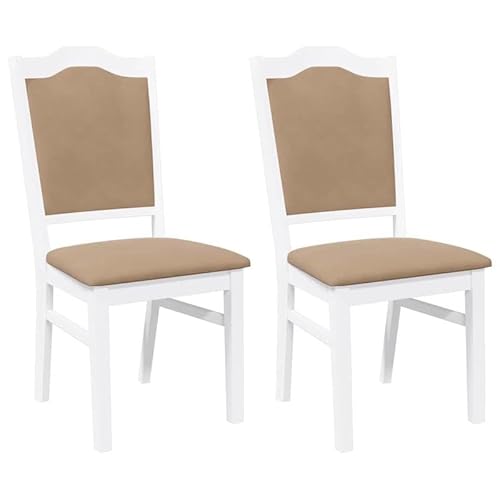Esszimmerstühle 2er Set mit Kissen - Massivholz Gummibaum & Polyester Bezug - Bequeme und stabile Stühle für Wohnzimmer oder Küche - Elegantes Weiß Esszimmerstühle 2er Set mit Kissen - Massivholz Gummibaum & Polyester Bezug - Bequeme und stabile Stühle für Wohnzimmer oder Küche - Elegantes Weiß von Eleganz