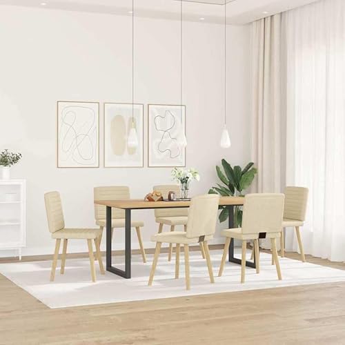 Esszimmerstühle 6 STK. Creme Stoff - Bequeme & Stabile Stühle für Küche & Essbereich, Set für 6 Personen, Modernes Design & Leicht zu Reinigen von Eleganz