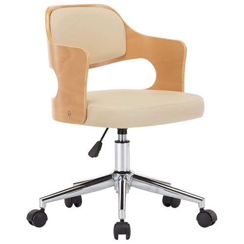 Esszimmerstuhl drehbar – Moderner Drehstuhl aus Bugholz & Kunstleder in Creme – Bequemer Schreibtischstuhl für Küche & Esszimmer – Elegante Wohnzimmerstühle von Eleganz