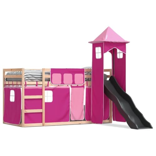 Etagenbett mit Rutsche und Gardinen Rosa 90x200 cm - Hochbett für Kinder mit Spielrutsche & Vorhängen - Platzsparendes Design für kleine Räume - Mädchenzimmer Traum Etagenbett mit Rutsche und Gardinen Rosa 90x200 cm - Hochbett für Kinder mit Spielrutsche & Vorhängen - Platzsparendes Design für kleine Räume - Mädchenzimmer Traum von Eleganz