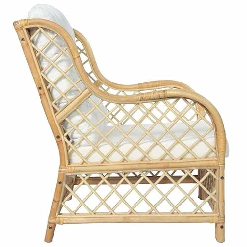 Futon Sessel mit Kissen aus natürlichem Rattan und Leinen – Lounge Sessel für Wohnzimmer & Balkon, umweltfreundlich & langlebig, Bequeme Sitzlösung für Entspannung & Gemütlichkeit von Eleganz