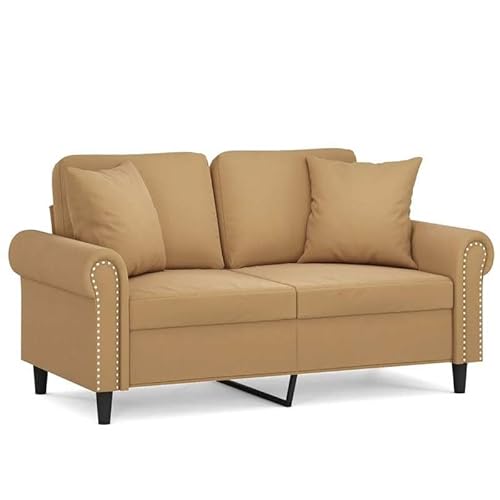 Futon-Sofa 120 cm Samt Braun mit Zierkissen – Bequemes 2-Sitzer-Sofa für Wohnzimmer & kleine Räume, langlebig & stilvoll von Eleganz