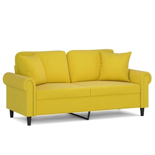 Futon Sofa 140 cm Gelb Samt - 2-Sitzer mit Zierkissen für Wohnzimmer & kleine Räume - Bequem & stilvoll Futon Sofa 140 cm Gelb Samt - 2-Sitzer mit Zierkissen für Wohnzimmer & kleine Räume - Bequem & stilvoll von Eleganz