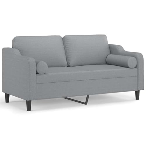 Futon Sofa 140 cm Hellgrau – 2-Sitzer mit Zierkissen, Platzsparend für Kleine Räume, Bequem und Langlebig, Modernes Wohnzimmer Essential von Eleganz